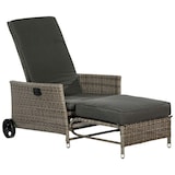thumbnail of Merxx Komfort Deckchair, inkl. Polsterauflagen und Fußhocker, mit Gasdruckfeder, Stahl/Kunststoffgeflecht, Grau