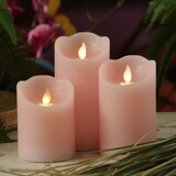 thumbnail of LED Kerze mit beweglicher Flamme Echtwachs Rustik-Optik H: 15cm Timer rosa