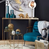 thumbnail of Fauteuil Hutch velours bleu canard -  Autre forme Tissu Amadeus 76.00x60.00 cm