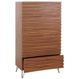 thumbnail of Ladekast HWC-M49, highboard kast, 3D design 5 laden massief hout mangometaal 145x80x44cm ~ walnoot look