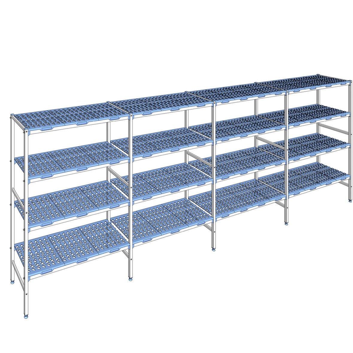 Tournus Equipement Rayonnage à clayettes amovible 4 niveaux aluminium 175 x 491.4 x 50 cm Tournus - PLE4914