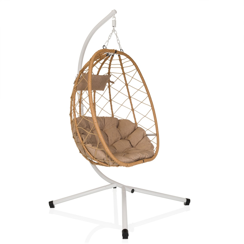 Hängesessel COCOVA Outdoor mit Gestell weiß/beige hjh LIVING