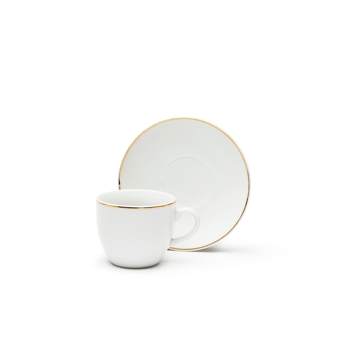 Excelsa set 6 tazzine caffè con piattini Gold porcellana 7 cl bianco