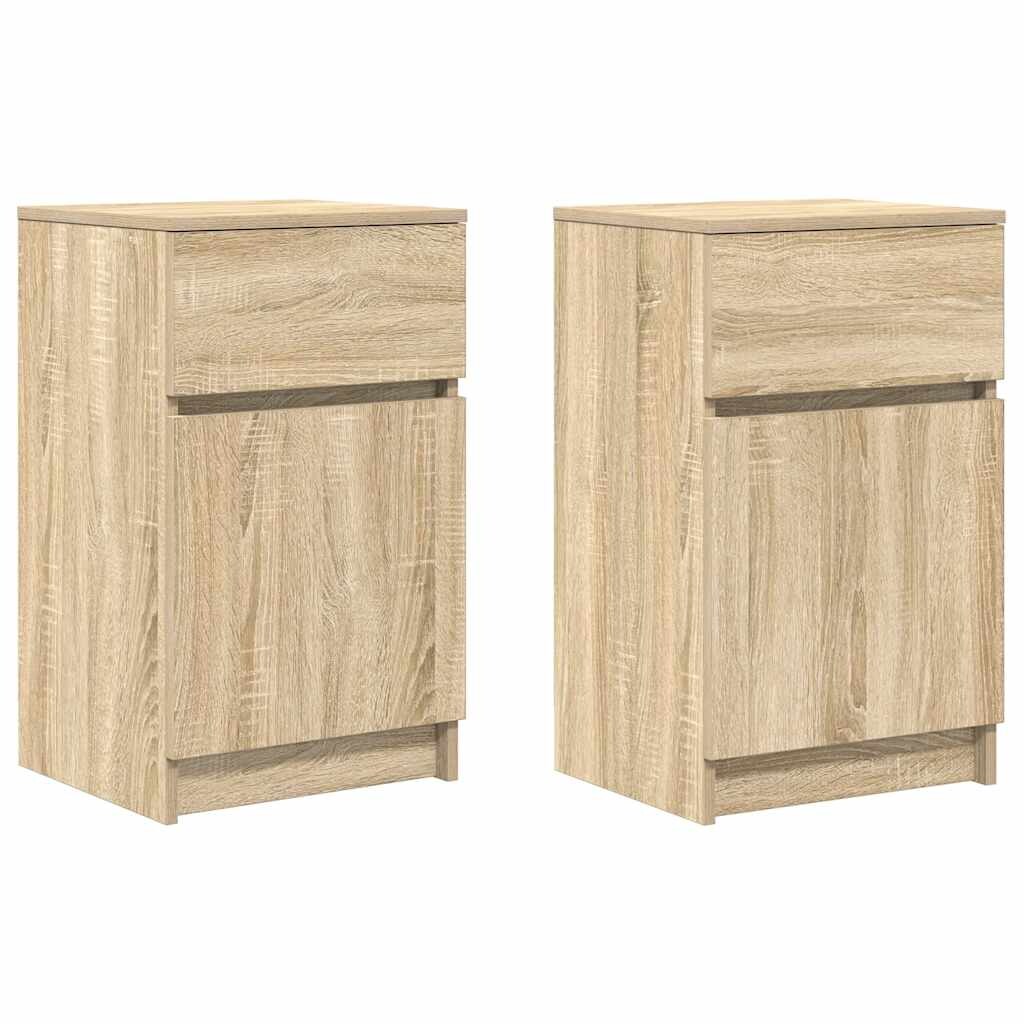 vidaXL Nachttische 2 Stk. Sonoma-Eiche 39x35x65 cm Holzwerkstoff