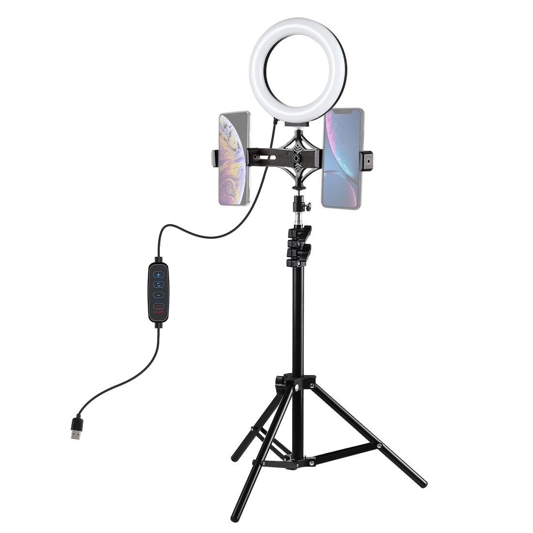 Kit Vlogging Ring Light 16cm Avec Trépied Et Support Double Téléphone YONIS