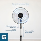 thumbnail of Ventilador de pie Grunkel FAN-165RNG negro con 3 niveles de potencia y 50W con base redonda.