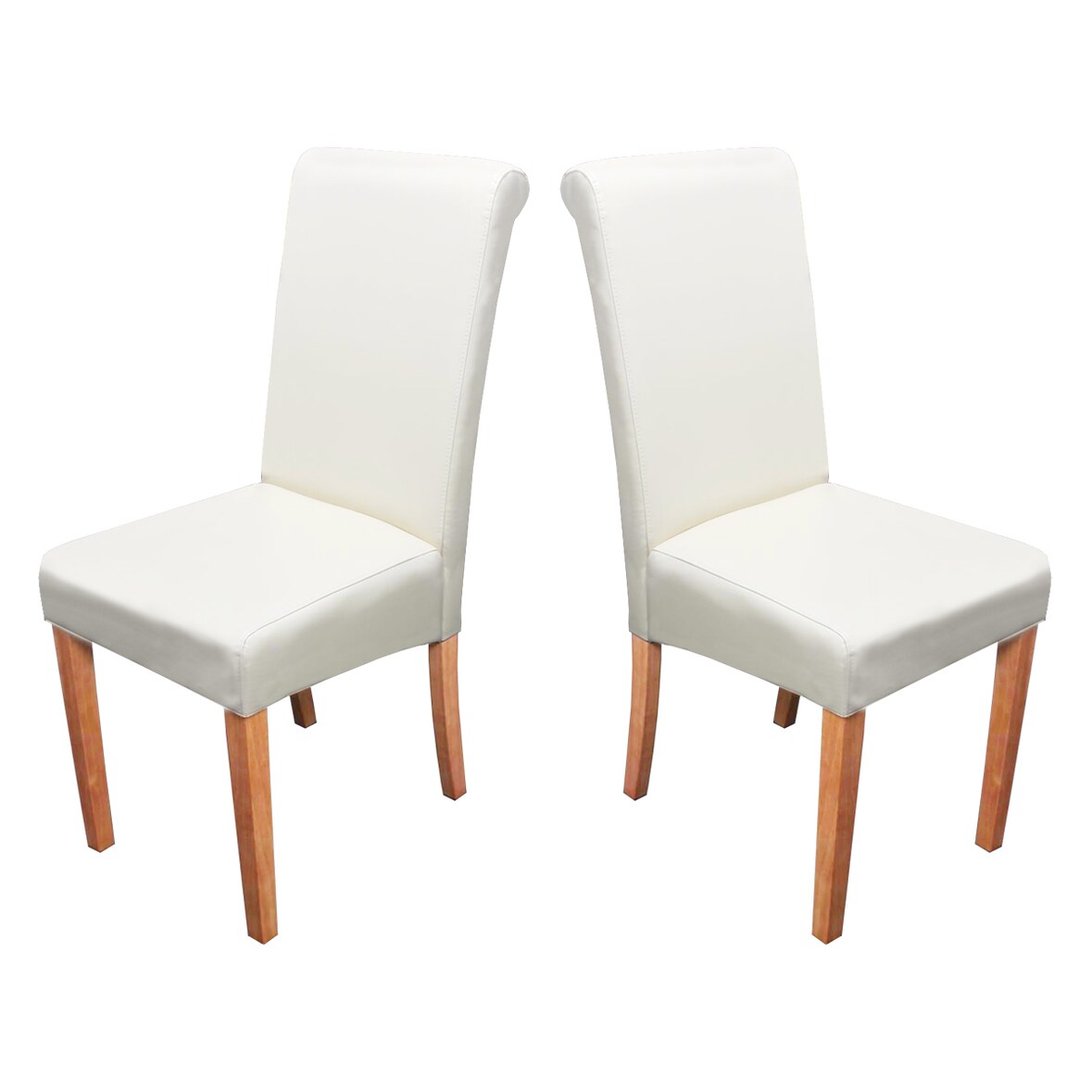 2er-Set Esszimmerstuhl Stuhl Küchenstuhl Novara II, Leder ~ creme, helle Beine