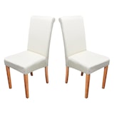 thumbnail of 2er-Set Esszimmerstuhl Stuhl Küchenstuhl Novara II, Leder ~ creme, helle Beine
