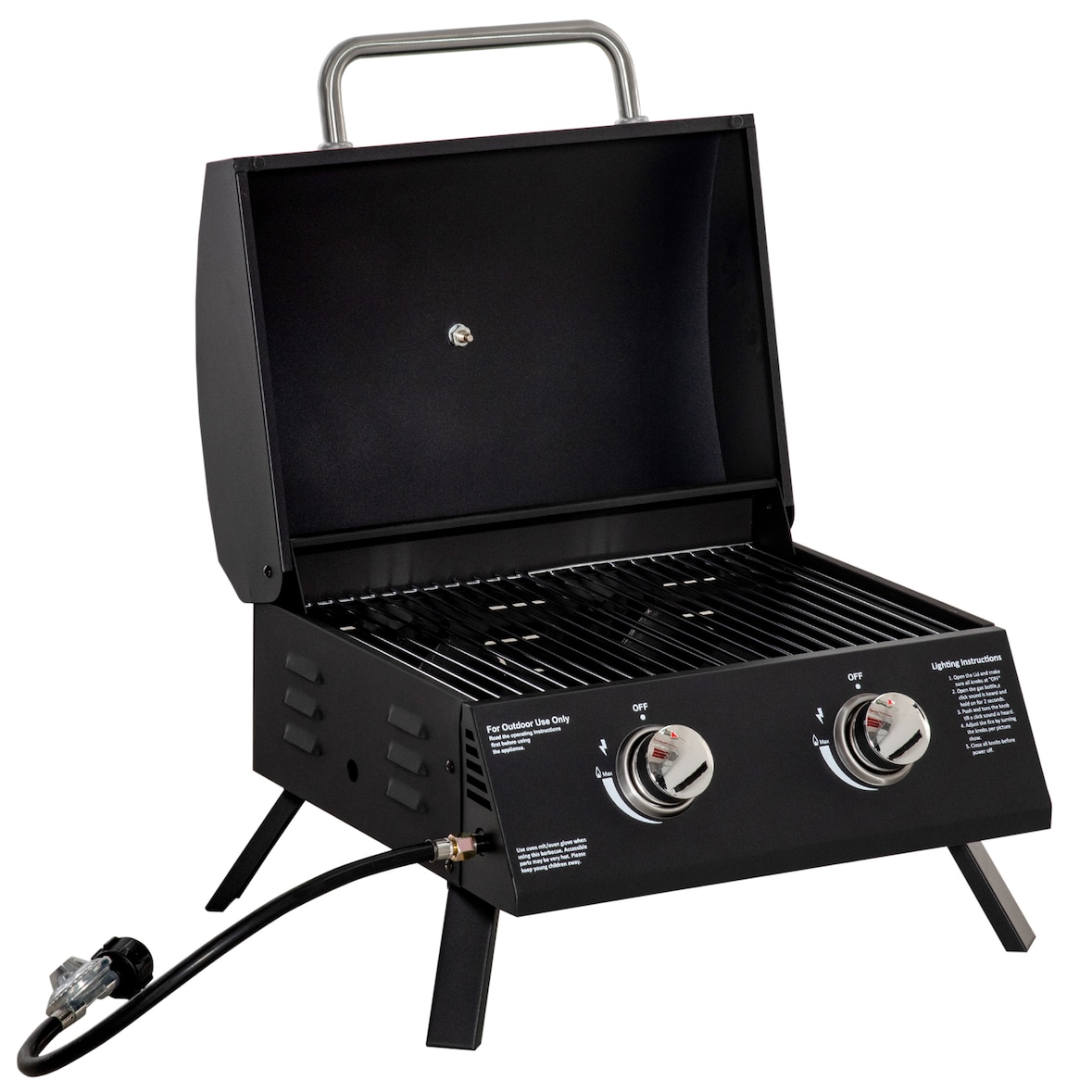Outsunny Barbecue a Gas Pieghevole con Coperchio e 2 Bruciatori