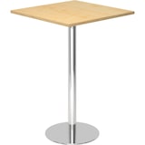 thumbnail of bümö Stehtisch Büro, Bistrotisch eckig 80 x 80 cm - Bartisch Ahorn, Stehtisch Holz-Platte, Säule aus Metall verchromt, Buffettisch, Säulentisch,
