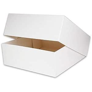 60 Tortenkartons 32x32x11cm weiß einteilig mit anhängendem Deckel