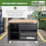 thumbnail of Werkstattwagen DELUXE 6 Schubladen + Tür unbestückt mit massiver Arbeitsplatte Anthrazit/grau