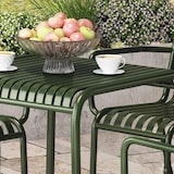 thumbnail of 【HYZL1233-120cm】Outdoor Essgruppe Tisch und Stuhlkombination Set aus Eisen garten Tisch und Stuhlset für den Außenbereich Dunkelgrün