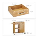 thumbnail of Relaxdays Küchenwagen Holz, Bambus, 4 Rollen, Arbeitsplatte aus Marmor, mit Schubladen, HBT: 85,5 x 89,5 x 36 cm, natur