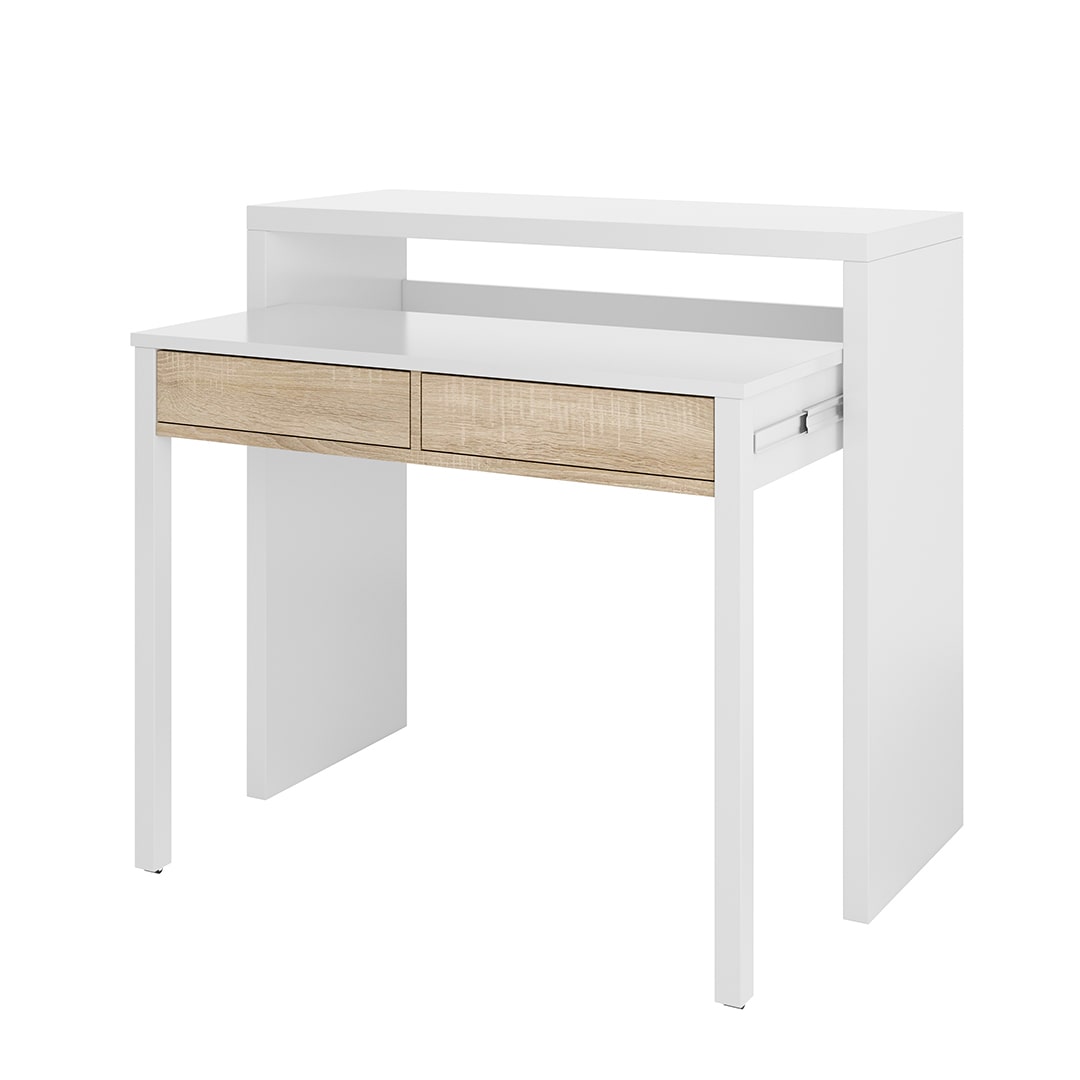 Mesa De Escritorio Extensible 88x99x36 Cm Roble Canadian/blanco