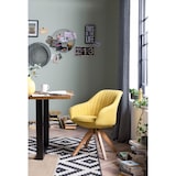 thumbnail of Möbilia Armlehnstuhl | 360 Grad drehbar | Bezug Stoff | Gestell Eiche-Holz | B 58,5 x T 61,5 x H 85,5 cm | senfgelb-natur | 26020001 | Serie STUHL