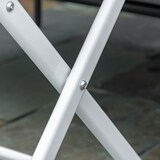 thumbnail of Mesa de Jardín de Metal Plegable Mesa de Camping Rectangular de Vidrio Templado con Agujero para Sombrilla para Picnic Terraza Balcón 110x70x70 cm