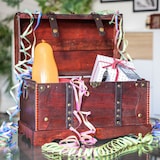 thumbnail of HMF Schatztruhe aus Holz, große Schatzkiste mit dekorativem Schloss, Aufbewahrungs- & Präsentationsbox, 40 x 19 x 22 cm, Frankreich