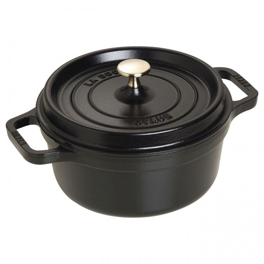 Cocotte Redonda Staub De 30 Cm, 8.35 L, Color Negro