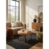 thumbnail of Couchtisch Holzoptik-Metallbeine, runder Tisch mit Stauraum, moderner Industrial-Look. 69x69x49 cm | Kadima Design