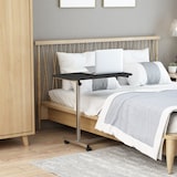 thumbnail of Mesa Auxiliar com Rodas Mesa para Sofá ou Cama com Altura Ajustável e Estrutura de Metal 77x40x76-100 cm Preto e Prata