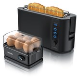 thumbnail of Arendo - SET Toaster FRUKOST mit Eierkocher SIXCOOK Edelstahl Schwarz, Toaster 2 Scheiben, LED-Display, 6 Bräunungsgrade, Brötchenhalter - Eierkocher