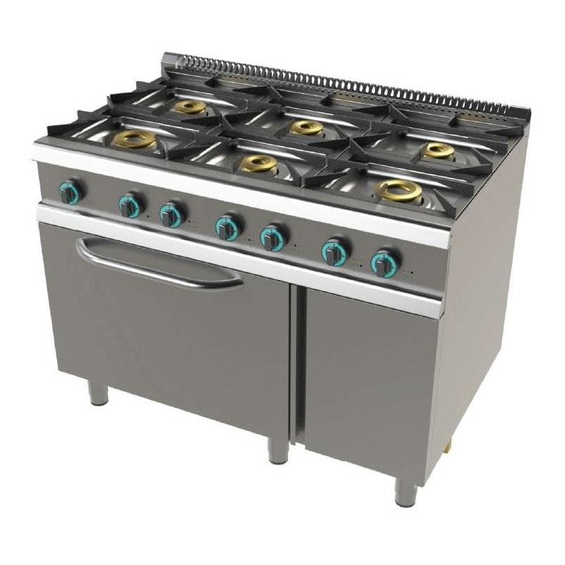 Fogão a gás Junex 4 queimadores e Forno 2X8+4,5+3X6 KW - 1200x730x900