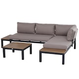 thumbnail of Loungeset Aluminium Grau 3-teilig mit Sofa, Chaiselongue und Beistelltisch