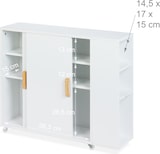 thumbnail of Relaxdays Nischenschrank, 4 Fächer, WC-Bürstenhalter, HxBxT: 62 x 19,5 x 64 cm, Bad, MDF, Bambus, Rollwagen, weiß/natur