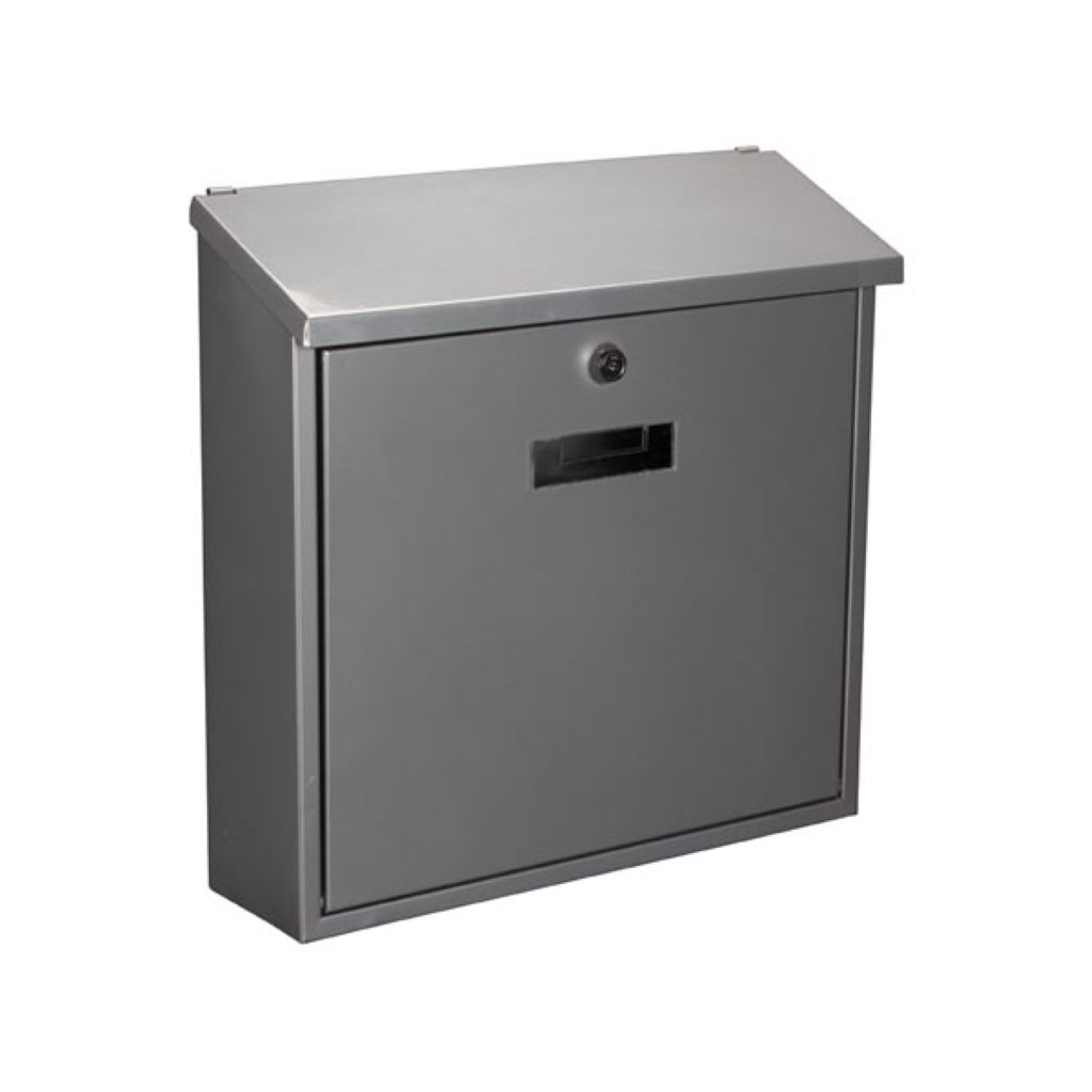 Boîte aux lettres Monaco, montage mural, avec porte-nom, 2 clés, dimensions (H x l x P) 36.8 x 36.5 x 10 cm, argenté