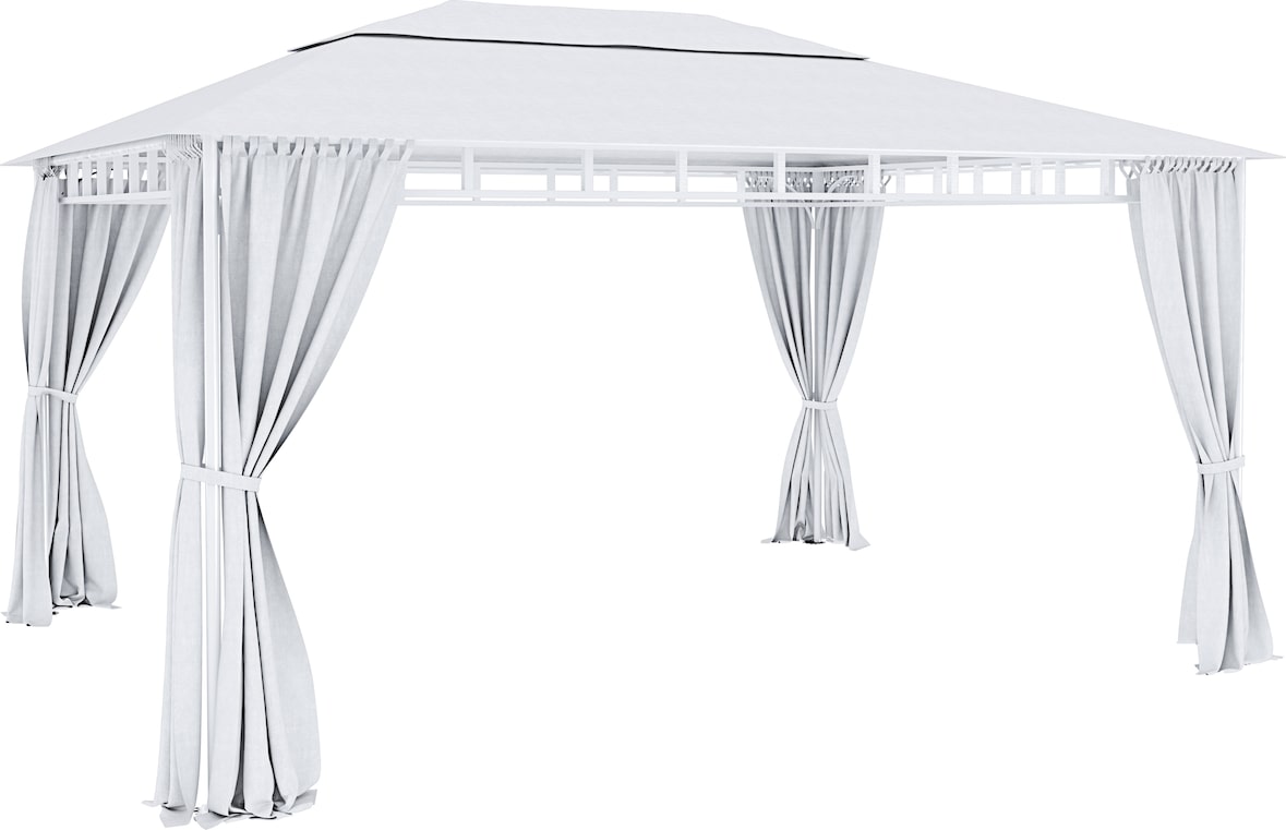 Gazebo Da Giardino 3x4 M Con Tende Laterali Richiudibili Struttura In Acciaio Robusto Copertura Impermeabile 180 g/m² 4 Teli Laterali Esterno Bianco