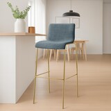 thumbnail of CLP 2er Set Barhocker Hover Stoff Vierfußgestell Gold Stoff HBT: 100x43x48 cm blau