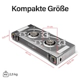 thumbnail of EVOCAMP Gaskocher 2-flammig mit Piezozündung - für Gaskartuschen MSF-1a 227g, ohne Gaskartuschen