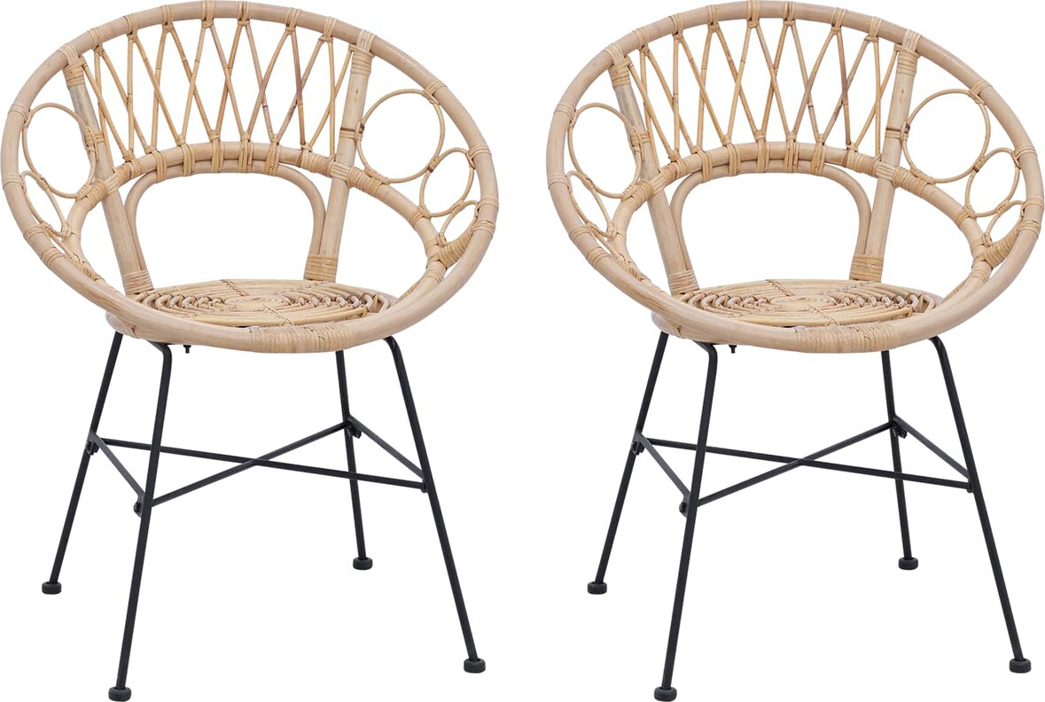 vidaXL Esszimmerstuhl 2 pcs Natur 49 x 51 x 81 cm Rattan und Eisen