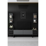 thumbnail of Dmora Fernsehschrank Dmiggian, Ständer für Wohnzimmerfernseher, Niedriges Wohnzimmer-Sideboard, TV-Ständerbasis, 180x30h48 cm, Anthrazit und Schwarz