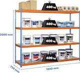 thumbnail of SimonRack Estantería Industrial, 2000x1800x750 mm, 400 kg de Punto Flexión, 4 Estantes Metálicos, Estantería Garaje, Azul/Naranja/Galva - Ecoforte