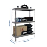 thumbnail of SimonRack Industrieregal, 1500x1500x600 mm, 600 kg am Biegepunkt, 3 Metallböden, Garagenregal, Grau/Verzinkt- Simonforte