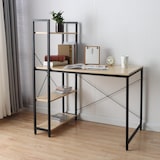 thumbnail of Schreibtisch mit Regal HWC-K81, Laptoptisch Bürotisch Arbeitstisch, 100x60cm Metall Holz ~ natur