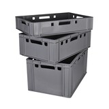 thumbnail of BURI Fleischkisten Kisten Eurobox lebensmittelecht - HDPE Metzgerkiste Box Lagerkiste E3 grau 10 Stück