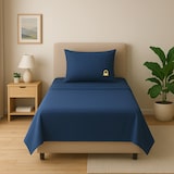 thumbnail of Benetton - Conjunto de cama de solteiro de 3 peças: lençol plano (160x240cm), lençol justo (90x200cm), 1 fronha (45x115cm) 100% algodão azul