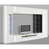 thumbnail of Dmora Wohnzimmermöbel Ocean, TV-Ständer Wohnzimmer-Set, Mehrzweck-Wohnzimmermöbel mit LED-Beleuchtung, cm 290x40h192, glänzend weiß und Schiefer