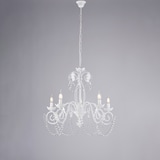 thumbnail of Damasco - Kronleuchter aus weiß lackiertem Eisen mit Shabby-Chic-Effekt-Dekoration und Kristall-Strasssteinen, 5 Lichter, 125 - Ø63 - BL77-5-BCO