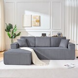thumbnail of Ecksofa L Form Cord Grau 235x128x60 cm mit Chaiselongue modular vakuumverpackt inkl 2 Kissen hoher Sitzkomfort für Wohnzimmer