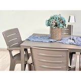 thumbnail of Conjunto de mesa y 6 sillas de jardín, mesa rectangular con estructura de acero y sillas de resina con reposabrazos apilables – Thomas+Anita/Tórtola