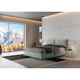 thumbnail of Letto contenitore imbottito 160x190 tessuto Aragona 7 azzurro Mados
