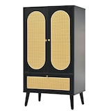 thumbnail of Merax Kompaktes Sideboard, Rattan-Design, Schwarz, Highboard, Esszimmerschrank, Bücherregal