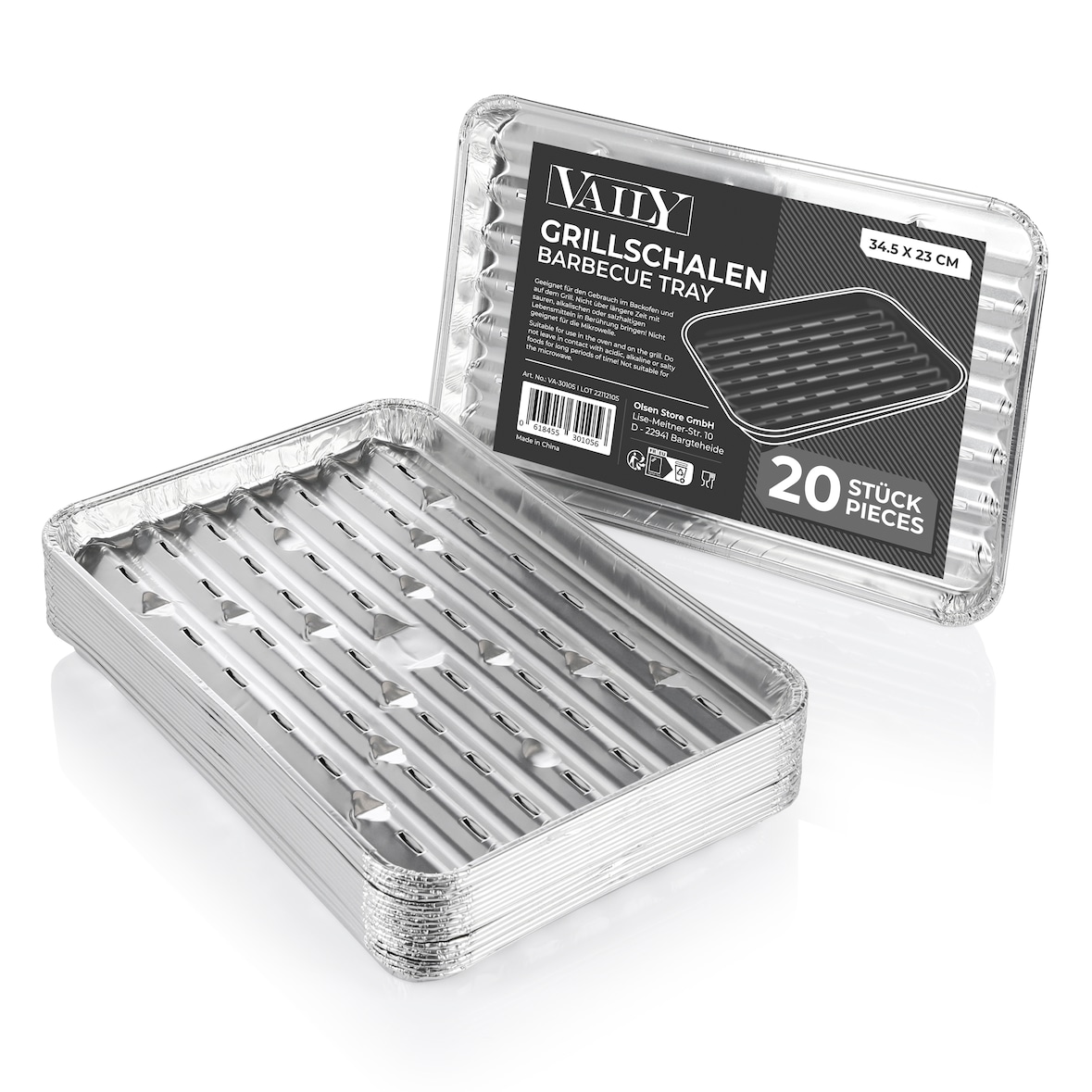 Vaily Alu Grillschale Grillpfanne Tropfschale Auffangschale 20er Pack