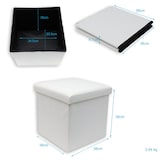 thumbnail of Intirilife Faltbarer Sitzhocker 38 x 38 x 38 cm in WEIß - Sitzwürfel mit Stauraum und Deckel aus Stoff in Cord Optik Fußablage Aufbewahrungsbox