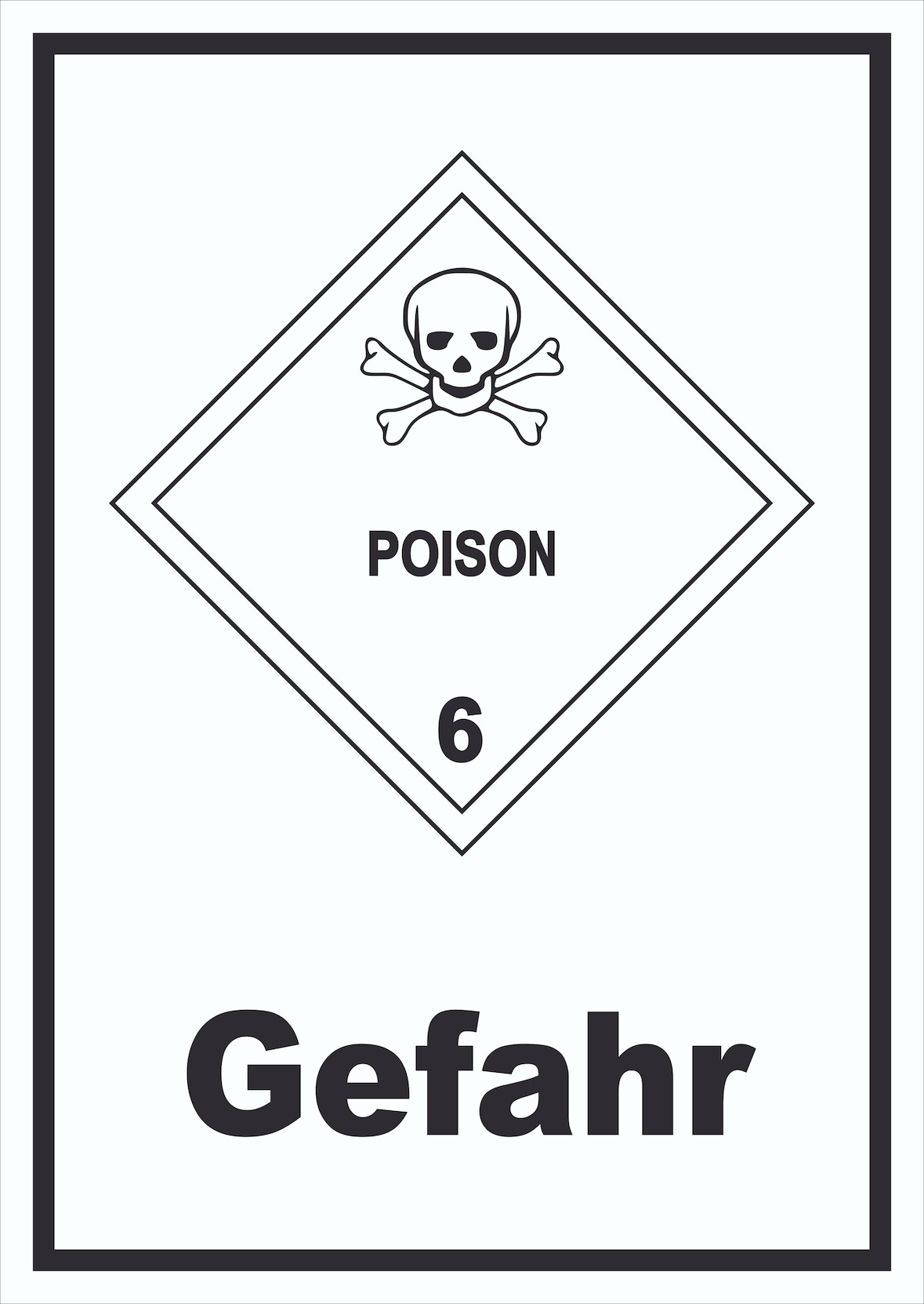 Schild Giftige Stoffe Gefahr Poison Totenkopf hochkant A4 Rückseite selbstklebend