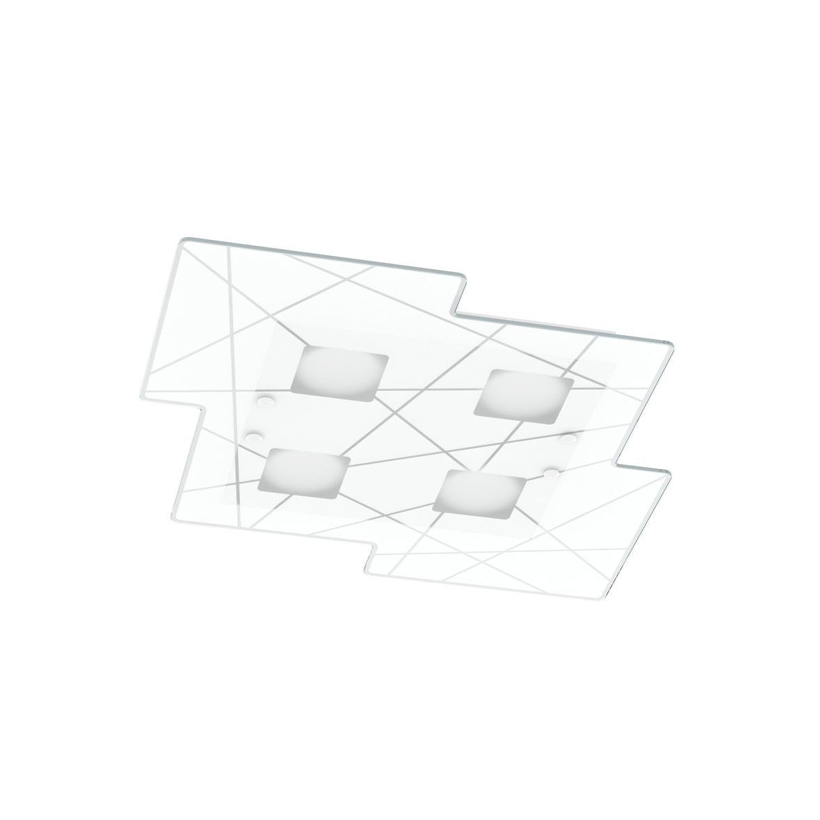 Plafoniera Contemporanea Focus Metallo Bianco Vetro 4 Luci Gx53